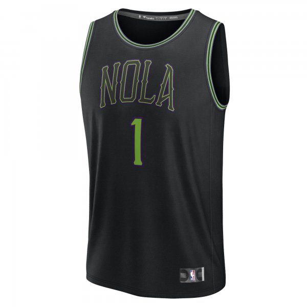 Youth New Orleans Pelicans Zion Williamson Fanatics Black Fast Break Jersey - City Edition