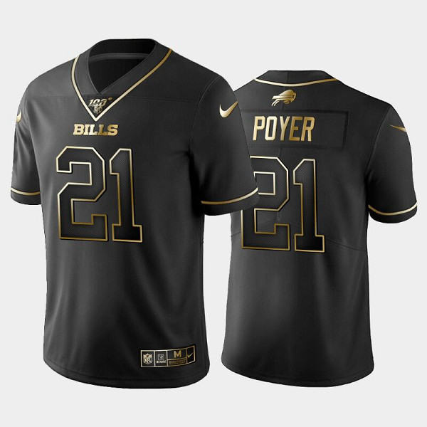 Men's Nike Buffalo Bills #21 Jordan Poyer NFL 100 Golden Edition Vapor Black Limited Jersey