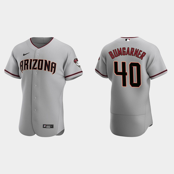 Men's Arizona Diamondbacks #40 Madison Bumgarner 2020 Road Gray Flex Base MLB Jersey