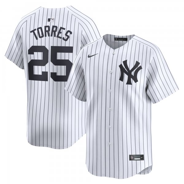 Men's New York Yankees #25 Gleyber Torres Nike White Home Limited Player Jersey