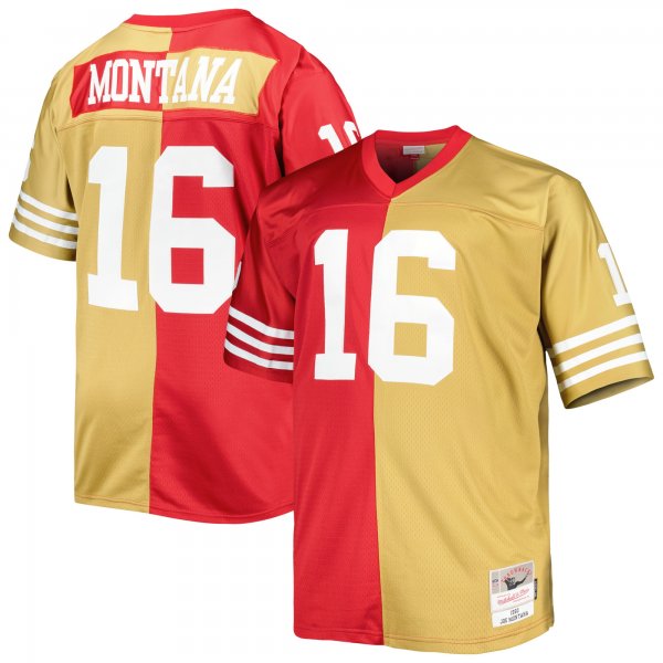 Men's San Francisco 49ers Joe Montana Mitchell & Ness Scarlet/Gold Big & Tall Split Legacy Retired Player Replica Jersey