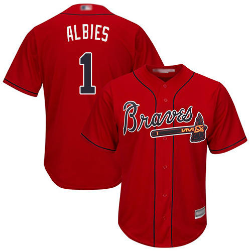 Atlanta Braves #1 Ozzie Albies Red Cool Base Stitched Youth MLB Jersey