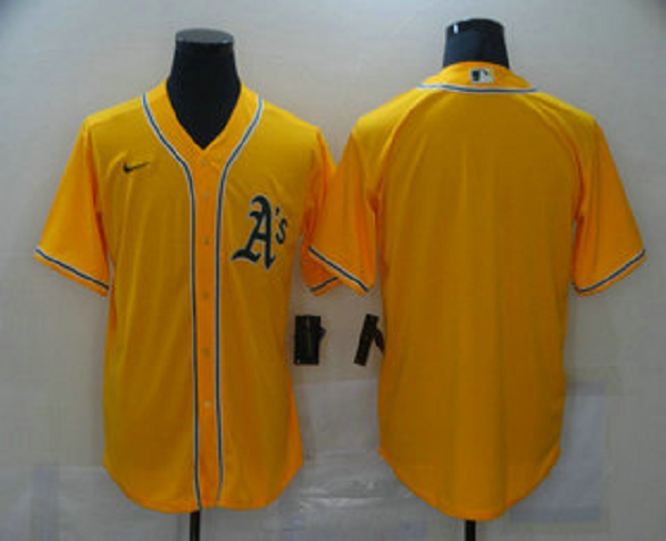 Men's Oakland Athletics Blank Yellow Stitched MLB Cool Base Nike Jersey