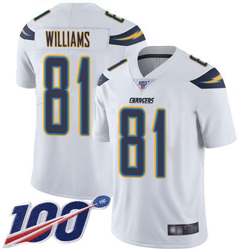 Los Angeles Chargers #81 Mike Williams White Youth Stitched NFL 100th Season Vapor Limited Jersey