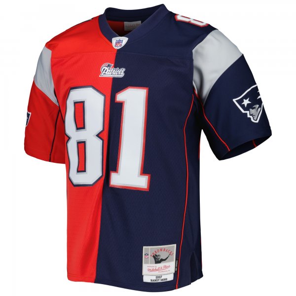 Men's New England Patriots Randy Moss Mitchell & Ness Navy/Red 2007 Split Legacy Replica Jersey