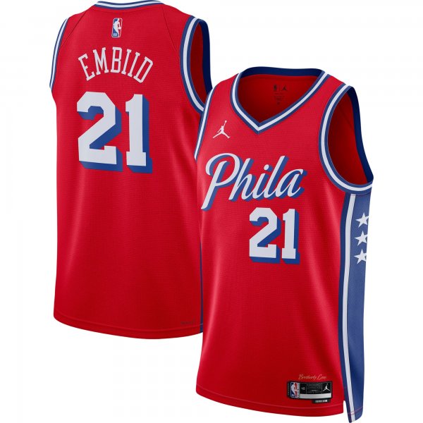 Unisex Philadelphia 76ers Joel Embiid Jordan Brand Red Swingman Jersey - Statement Edition