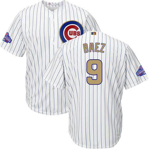 Chicago Cubs #9 Javier Baez Majestic White 2017 Gold Program Cool Base Stitched Men's Jersey