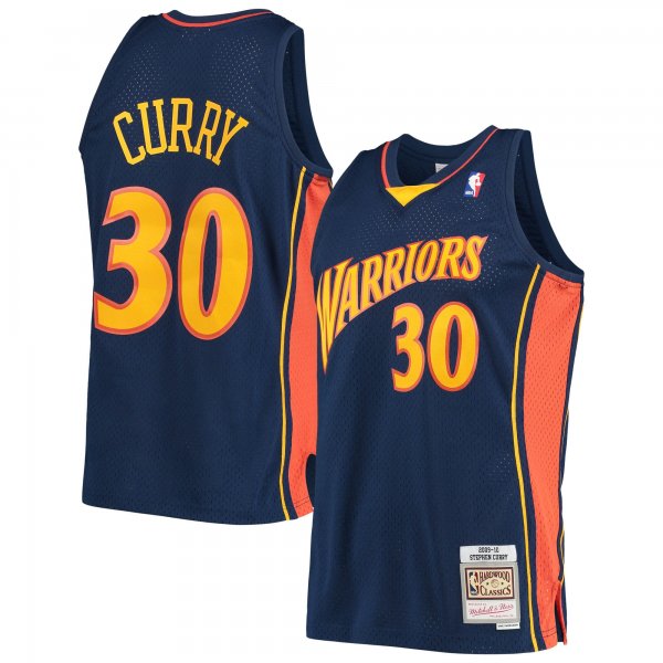 Men's Golden State Warriors Stephen Curry Mitchell & Ness Navy Hardwood Classics Swingman Jersey