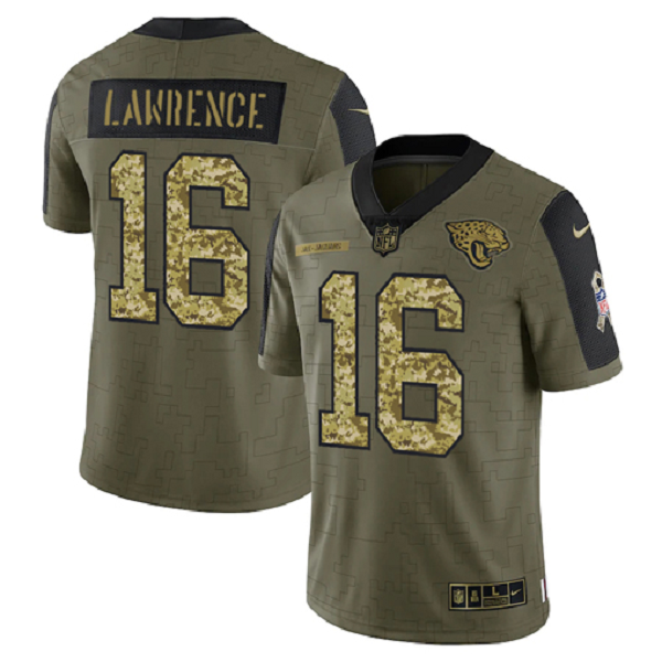 Jacksonville Jaguars Trevor Lawrence Olive 2021 Salute To Service Limited Men's NFL Jersey