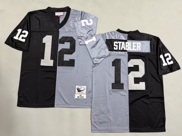 Men's Las Vegas Raiders #12 Ken Stabler Split Mitchell & Ness Jersey