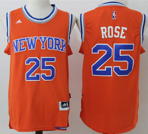 Men's New York Knicks #25 Derrick Rose Orange Alternate Stitched NBA Jersey