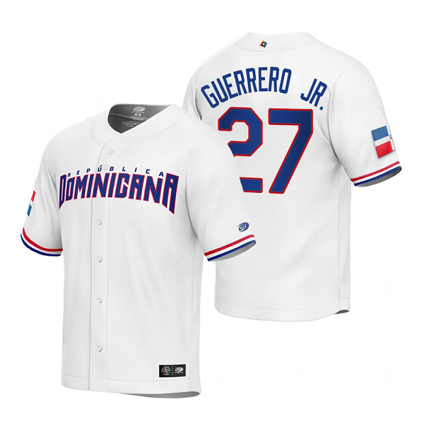 Dominican Republic Baseball Vladimir Guerrero Jr. White 2023 World Baseball Classic Replica Jersey