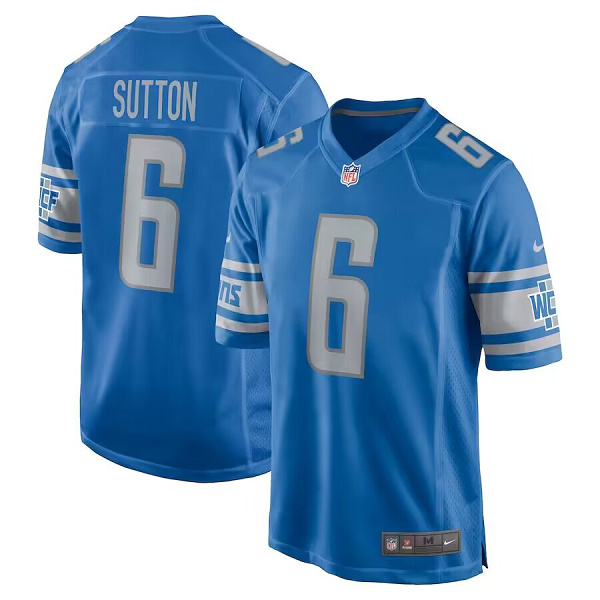 Men's Detroit Lions #6 Cam Sutton Nike Blue Limited Player Jersey