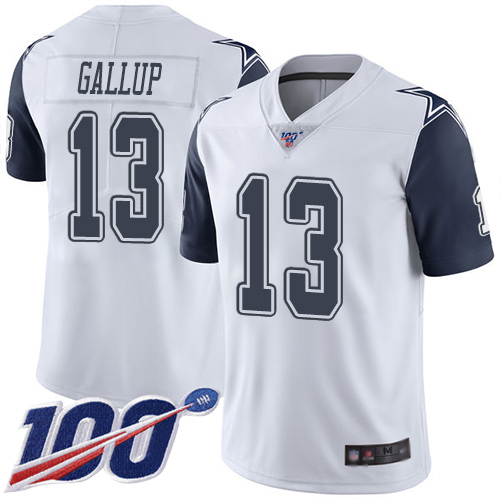 Dallas Cowboys #13 Michael Gallup White Youth Stitched NFL Limited Rush 100th Season Jersey