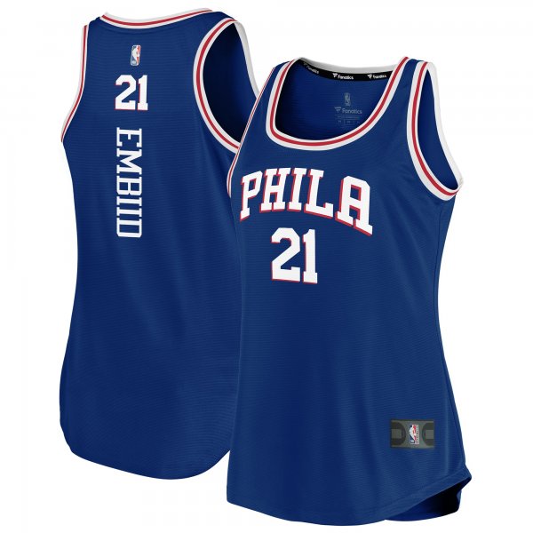 Women's Philadelphia 76ers Joel Embiid Fanatics Royal Fast Break Team Tank Jersey - Icon Edition