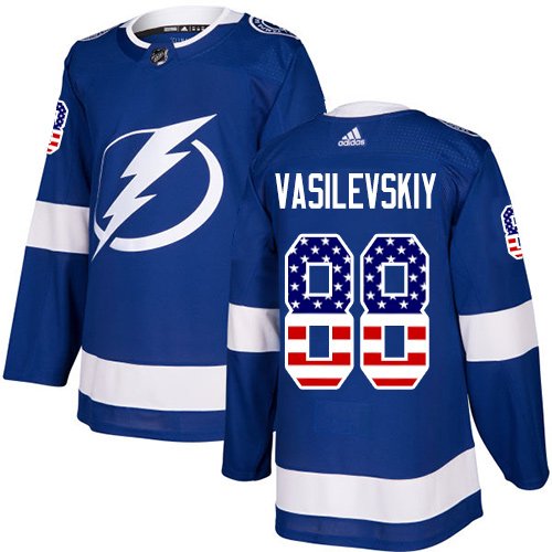 Adidas Tampa Bay Lightning #88 Andrei Vasilevskiy Blue Home USA Flag Stitched NHL Jersey