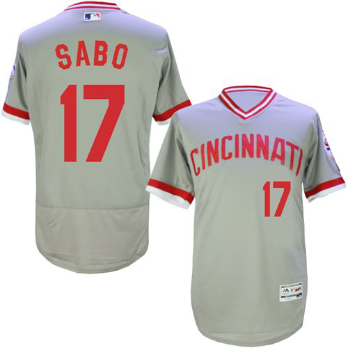 Cincinnati Reds #17 Chris Sabo Grey Flexbase Collection Cooperstown Stitched MLB Jersey