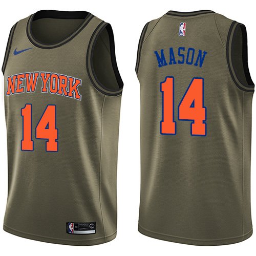 Men's Nike New York Knicks #14 Anthony Mason Green Salute to Service Swingman NBA Jersey