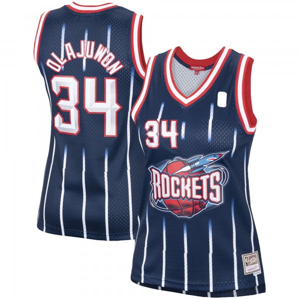 Women's Houston Rockets Hakeem Olajuwon Mitchell & Ness Navy  Hardwood Classics Swingman Jersey