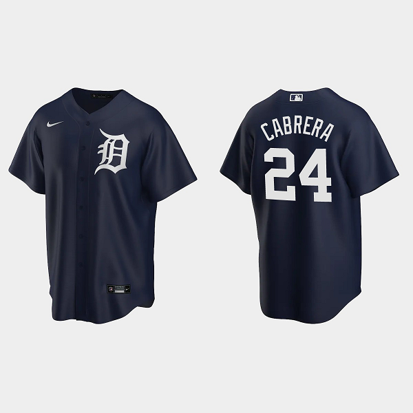 Men's Detroit Tigers #24 Miguel Cabrera Alternate Navy MLB Jersey