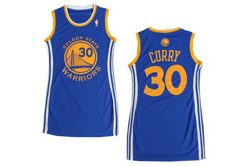 Golden State Warriors #30 Stephen Curry Blue Women's Dress Stitched NBA Jersey