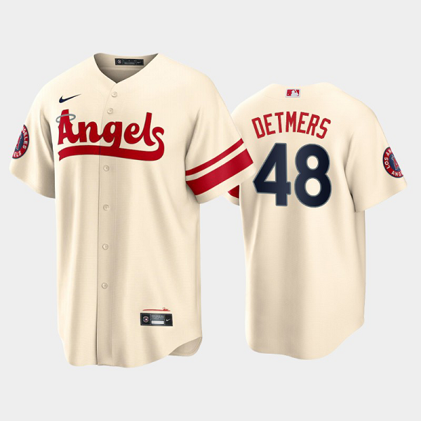 Men's Los Angeles Angels #48 Reid Detmers 2022 City Connect Cream Cool Base MLB Jersey