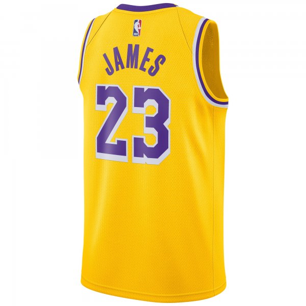 Men's Los Angeles Lakers LeBron James Nike Gold Swingman Player Jersey - Icon Edition