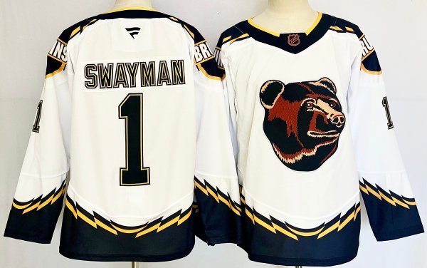 Men's #1 Jeremy Swayman Boston Bruins White City Edition Jersey