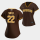 Women's San Diego Padres #22 Juan Soto Brown Road MLB Jersey