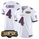 Men's Baltimore Ravens #4 Zay Flowers White 2023 F.U.S.E. AFC North Champions Vapor Limited NFL Jersey