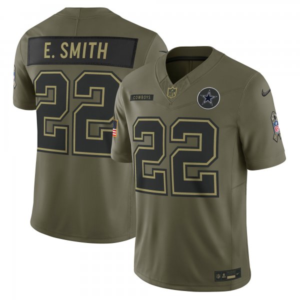 Men's #22 Emmitt Smith Dallas Cowboys Nike 2025 Salute to Service Retired Limited Olive Jersey