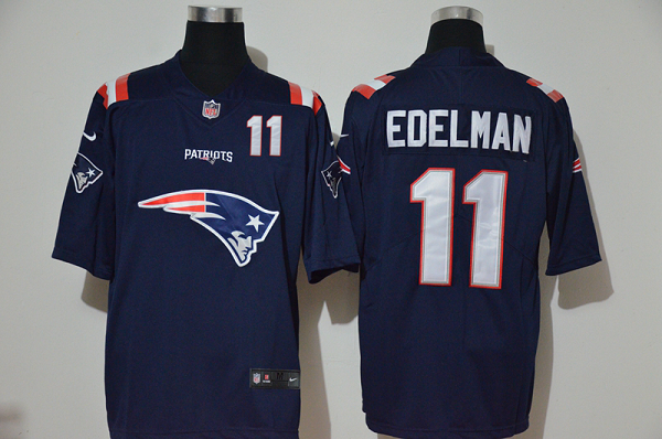 Men's New England Patriots #11 Julian Edelman Navy Blue 2020 Team Logo Number Vapor Untouchable Stitched NFL Nike Fashion Limited Jersey