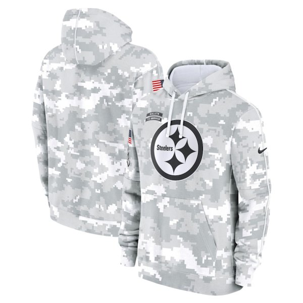 Youth Nike Arctic Camo Pittsburgh Steelers 2024 Salute To Service Club Fleece Pullover Hoodie