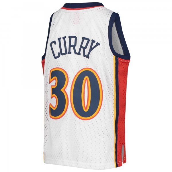 Youth Golden State Warriors Stephen Curry Mitchell & Ness White 2009-10 Hardwood Classics Swingman Jersey