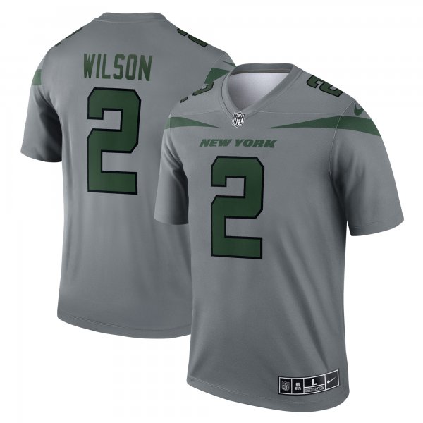 Men's New York Jets Zach Wilson Nike Gray Inverted Legend Jersey