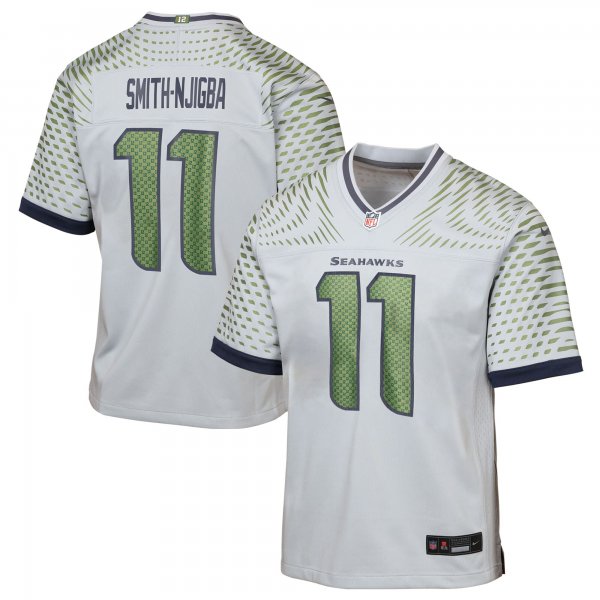 Youth #11 Jaxon Smith-Njigba Seattle Seahawks Nike 2025 Rivalries Collection Game Wolf Gray Jersey