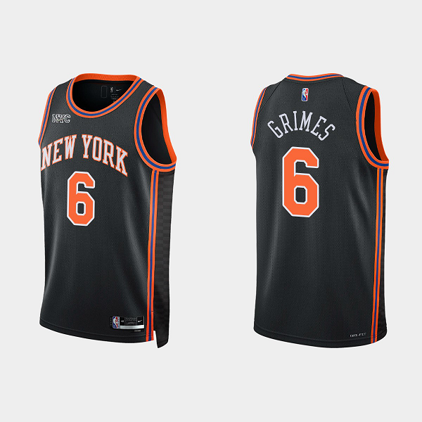 Men's New York Knicks #6 Quentin Grimes 2021-22 75th Anniversary City Black NBA Jersey