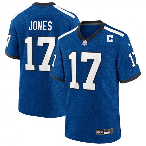 Men's Indianapolis Colts #17 Daniel Jones Nike Heather Royal Alternate 2 Indiana Nights Game Jersey