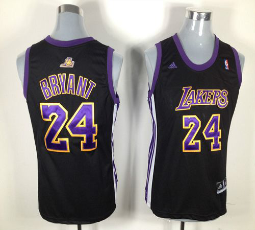 Los Angeles Lakers #24 Kobe Bryant Black With Purple NO. Women Fashion Stitched NBA Jersey