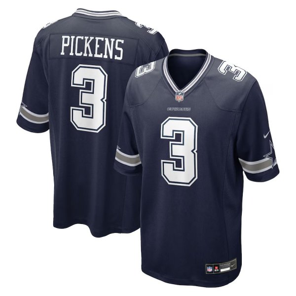 Men's Dallas Cowboys #3 George Pickens Nike Navy Game Jersey