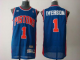 Men's Detroit Pistons #1 Allen Iverson Blue Throwback Stitched NBA Jersey