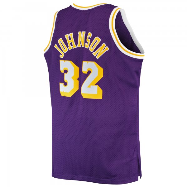 Men's Los Angeles Lakers Magic Johnson Mitchell & Ness Purple Big & Tall 1984/85 Hardwood Classics Swingman Jersey