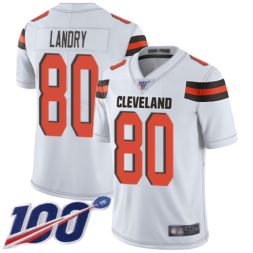 Cleveland Browns #80 Jarvis Landry White Men's Stitched NFL 100th Season Vapor Limited Jersey