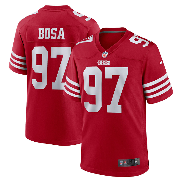 Men's San Francisco 49ers Nick Bosa Nike Scarlet Player Game Jersey-(2022 New Style)