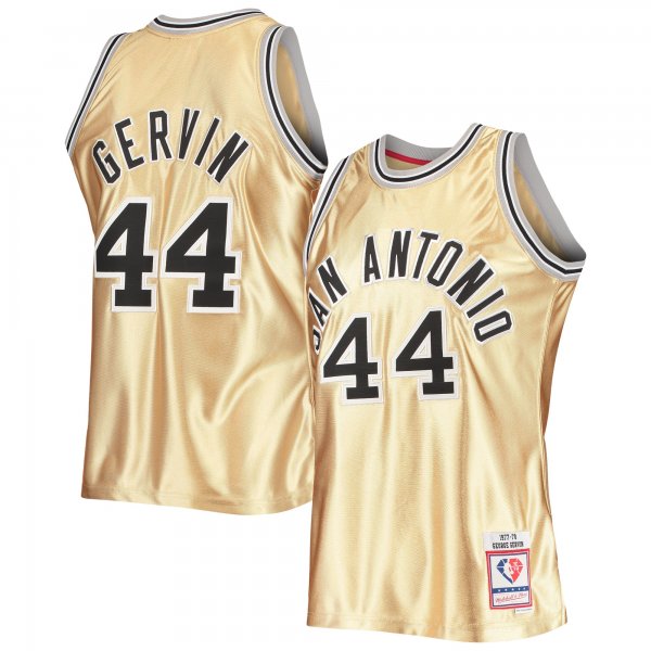 Men's San Antonio Spurs George Gervin Gold Mitchell & Ness 75th Anniversary 1977/78 Hardwood Classics Swingman Jersey