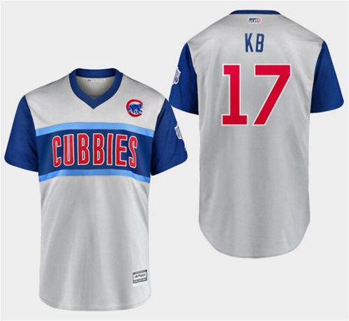 Chicago Cubs #17 Kris Bryant Gray KB" 2019 Little League Classic Stitched MLB Jersey"