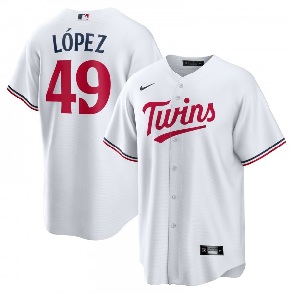 Men's Minnesota Twins Pablo LÃÂ³pez Nike White Home  Replica Player Jersey