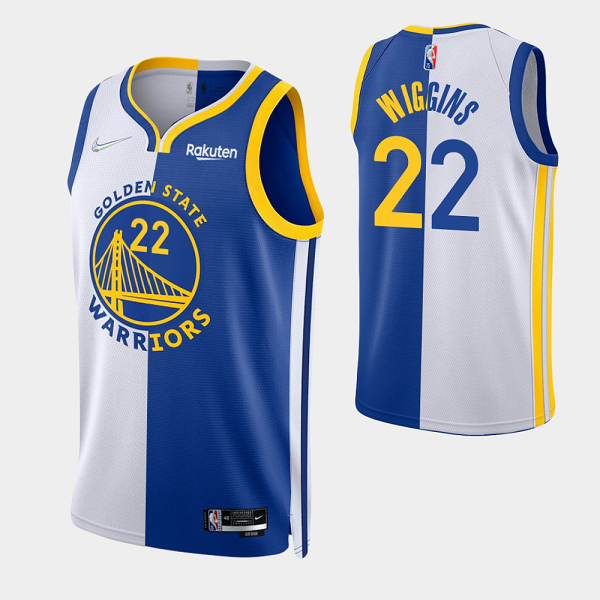 Men's Golden State Warriors Andrew Wiggins #22 Red White Split Edition NBA Jersey