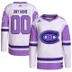 Men's Montreal Canadiens adidas White/Purple Hockey Fights Cancer Primegreen Custom Jersey