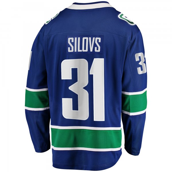 Men's Vancouver Canucks Arturs Silovs Fanatics Blue Home Premier Breakaway Player Jersey